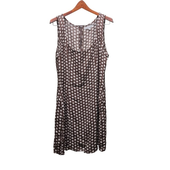 Reformation Noha Geo Print Square Neck Sleeveless Mini Dress In Brown 12 Large - Picture 4 of 10